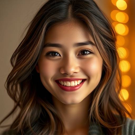 A captivating portrait of a young woman with a warm, inviting smile.
