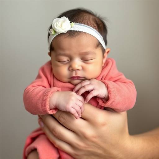 A heartwarming photo of a newborn baby being held by their older sibling, capturing a moment of love and connection.