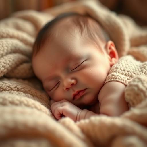 A tender photo of a newborn baby sleeping peacefully in a cozy setting.