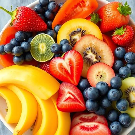 A vibrant photograph of a beautifully arranged fruit platter, emphasizing the freshness and colors of the produce, ideal for food and catering services.